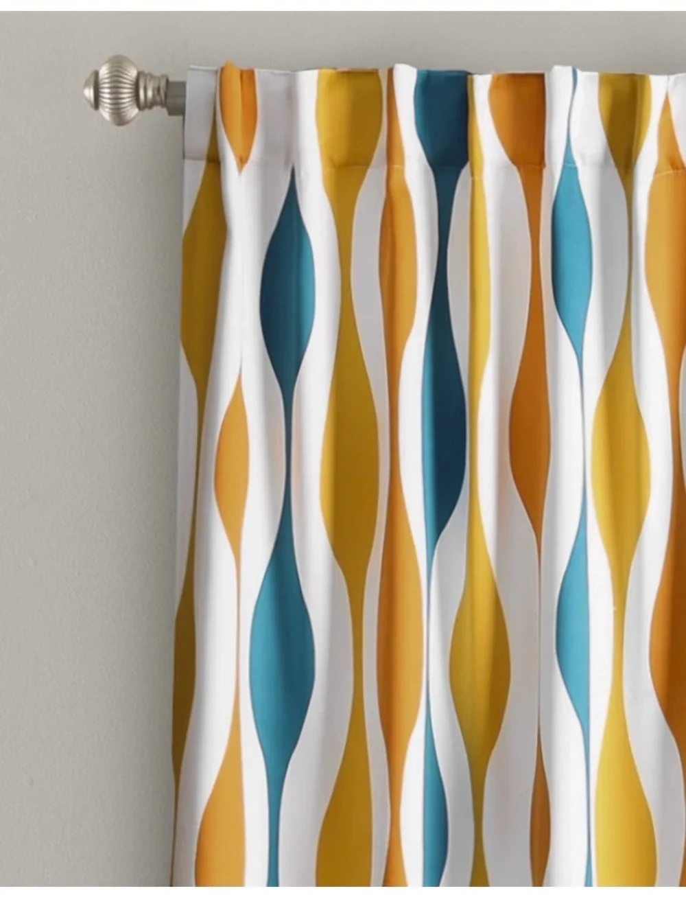 Mid-Century Geo Light-Filtering Curtain Panel Pair - Turquoise & Orange 95x52
